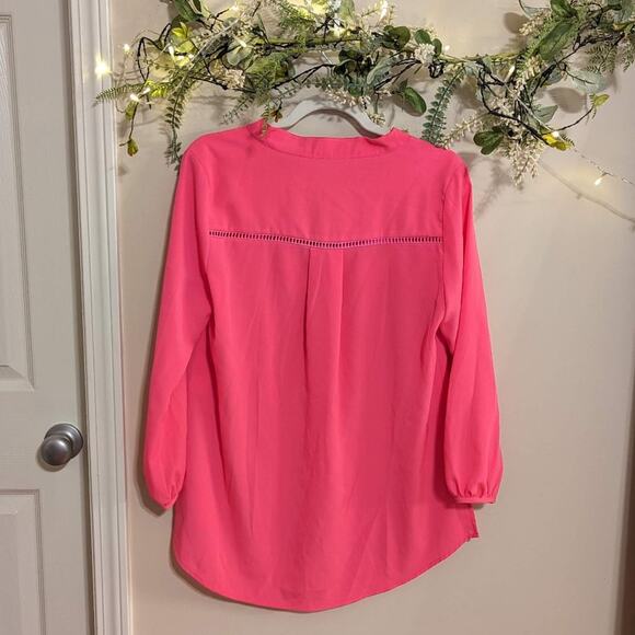 Crosby by Mollie Burch Hot Pink Long Sleeve Blouse Size Small - Picture 6 of 7
